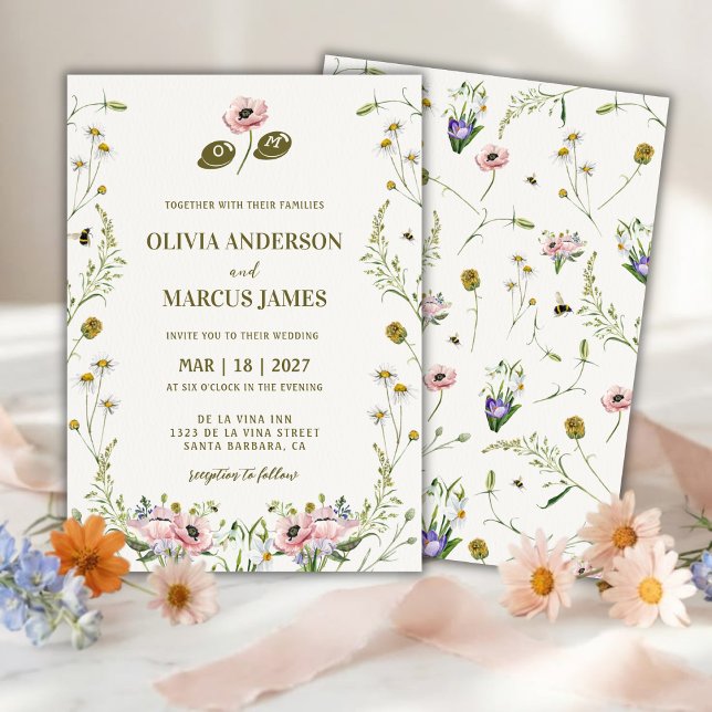 Invitación Elegant Romantic Spring Wildflower Wedding (Subido por el creador)
