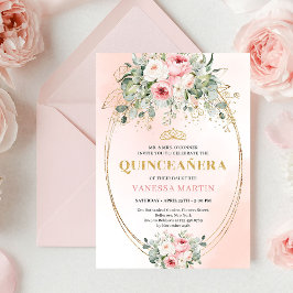 Invitación Elegant Rose Gold Blush Boho Quinceañera Invitatio