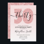 Invitación Elegant Rose Gold Blush Glitter 30th Birthday<br><div class="desc">Elegant 30th Birthday Party Rose Gold Blush Glitter invitation template. Great for 30th birthday parties for women.</div>