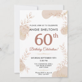 Invitación Elegant Rose Gold Botanical 60th Birthday