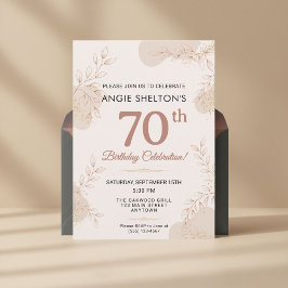 Invitación Elegant Rose Gold Botanical 70th Birthday