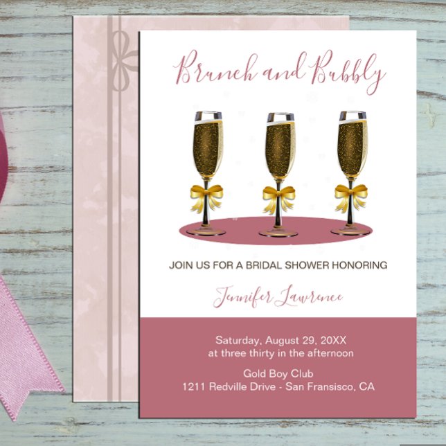 Invitación Elegant Rose Gold Brunch and Bubbly Bridal Shower (Subido por el creador)