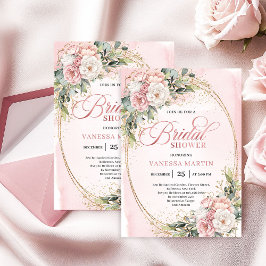 Invitación Elegant Rose Gold Floral Bridal Shower Invitation