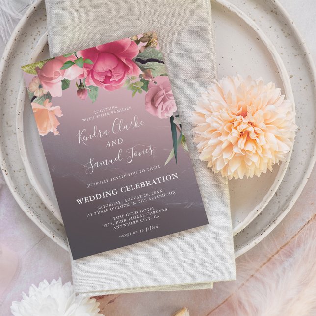 Invitación Elegant Rose Gold Floral Wedding (Subido por el creador)