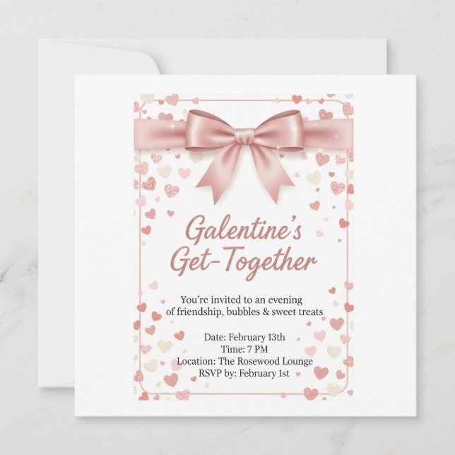 Invitación Elegant Rose Gold Galentine's Day Invitation Templ (Anverso)