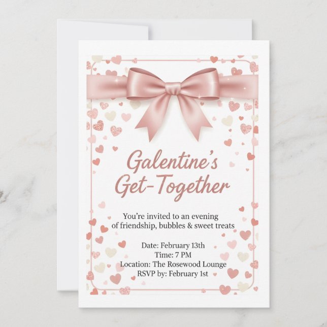 Invitación Elegant Rose Gold Galentine's Day Invitation Templ (Anverso)