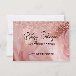 Invitación Elegant Rose Gold Glitter Gift Certificate Card