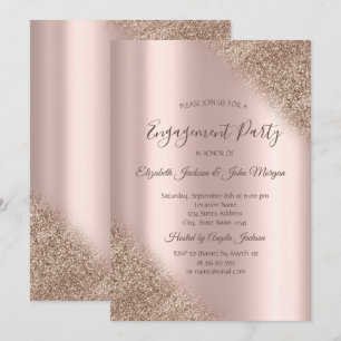 Invitación Elegant Rose Gold Glitter Ombre de compromiso