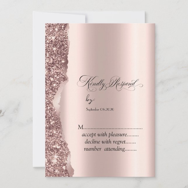 Invitación Elegant Rose Gold Glitter Script (Anverso)