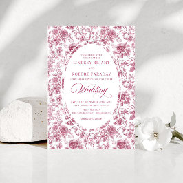Invitación Elegant Rose Gold Toile Rose Pattern Wedding Boho