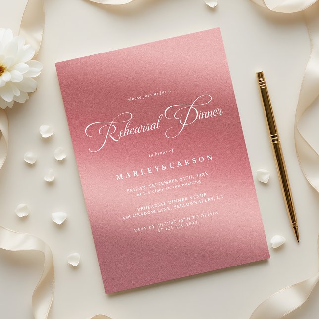 Invitación Elegant Rose Gold Wedding Rehearsal Dinner (Subido por el creador)