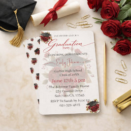 Invitación Elegant Rose Graduation Invitation Template