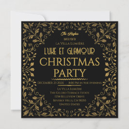 Invitación Elegant Royal Black & Gold Christmas Party 