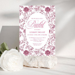 Invitación Elegant Royal Blush Rose Pattern Bridal Shower 