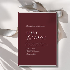 Invitación Elegant Royal Burgundy & White Script Wedding