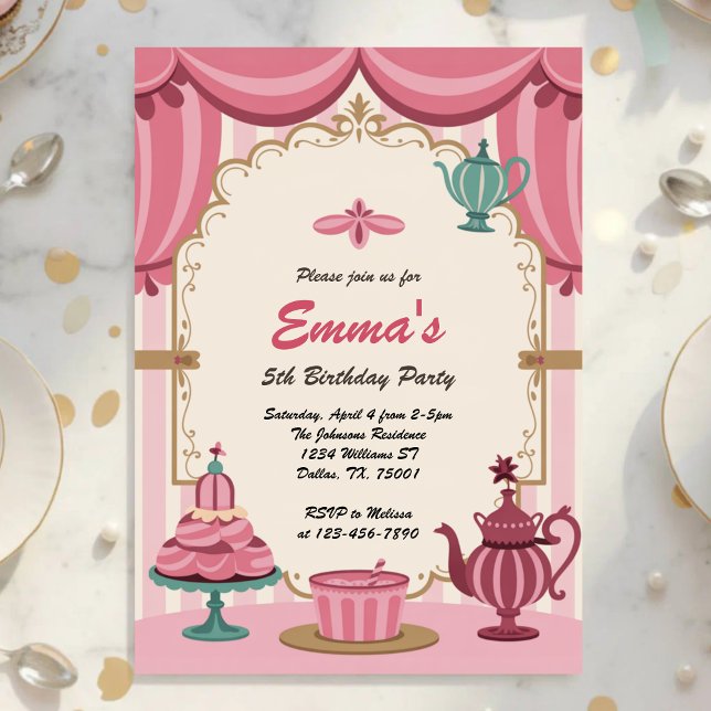 Invitación Elegant Royal Girls Tea Party Birthday (Subido por el creador)
