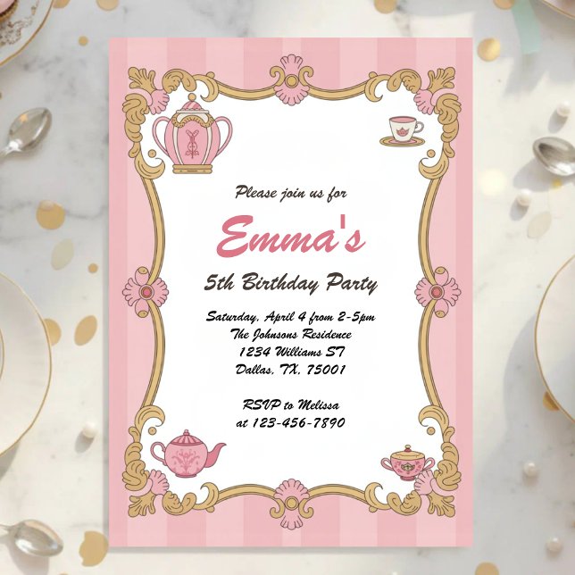 Invitación Elegant Royal Girls Tea Party Birthday (Subido por el creador)