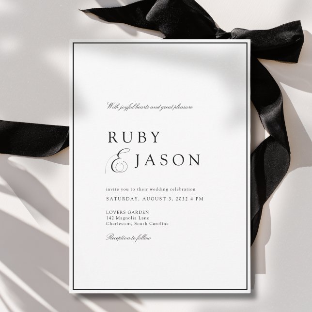 Invitación Elegant Royal White & Black  Wedding (Elegant Royal White & Black Wedding Invitation - Black Tie)