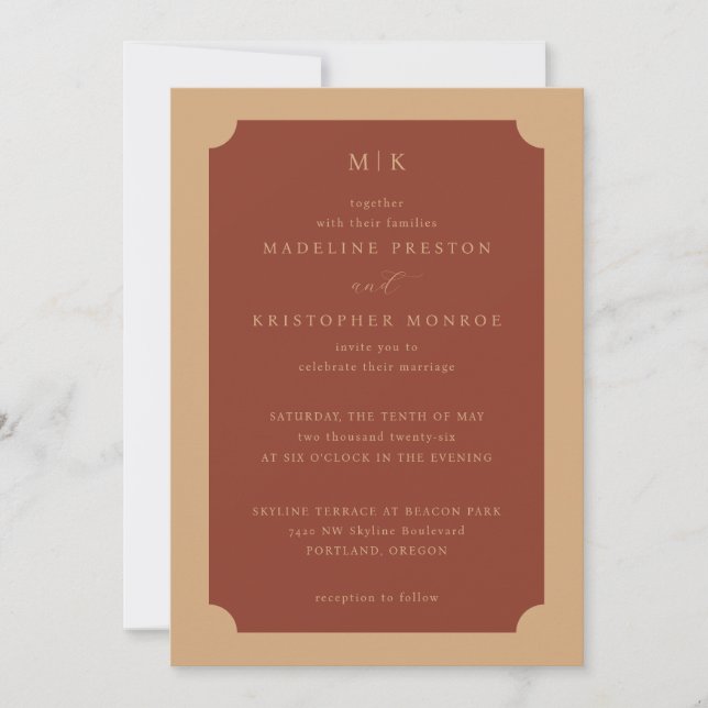 Invitación Elegant Rust Minimalist Wedding Invitation (Anverso)