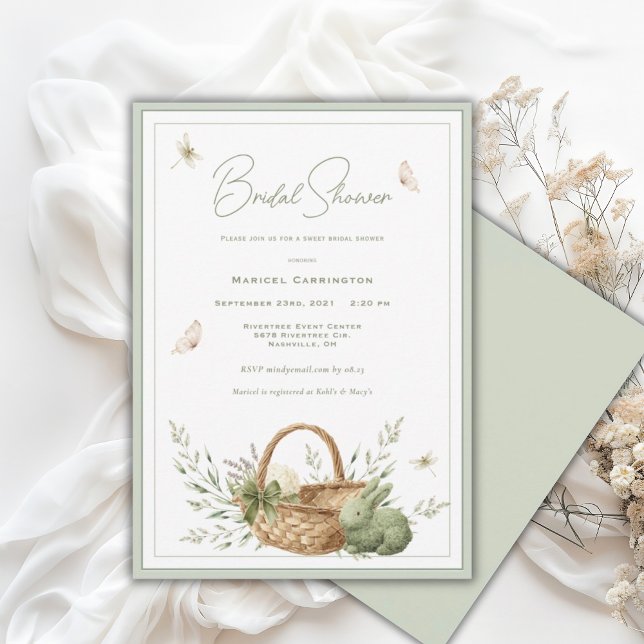 Invitación Elegant Rustic Basket Greenery Bridal Shower (Subido por el creador)