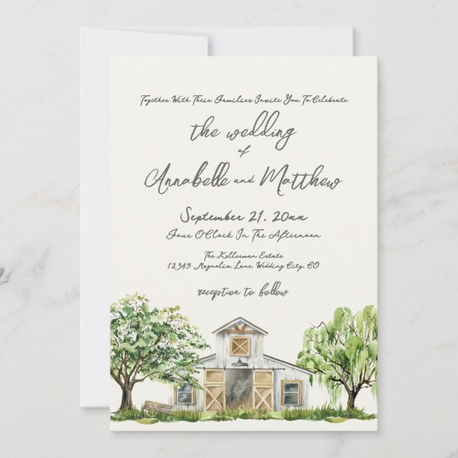 Invitación Elegant Rustic Country Barn Wedding (Anverso)