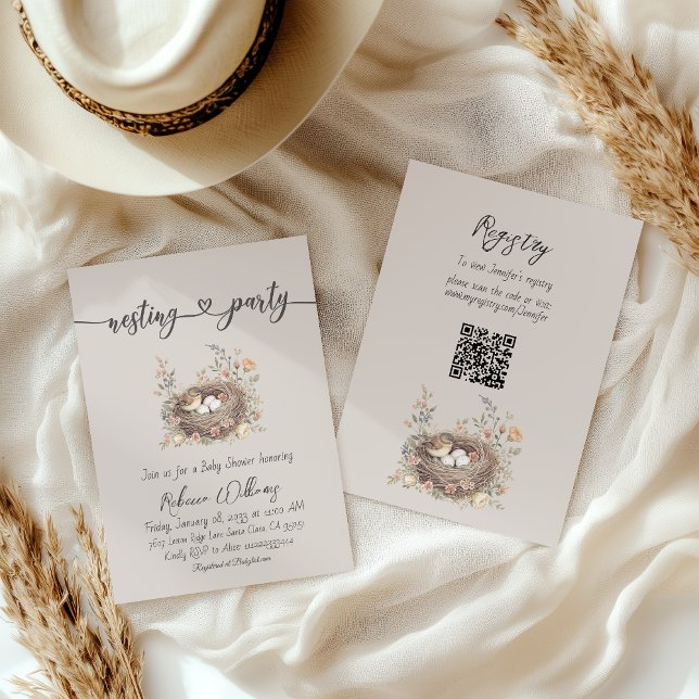 Invitación Elegant Rustic Floral Baby Shower Nesting Party (Subido por el creador)