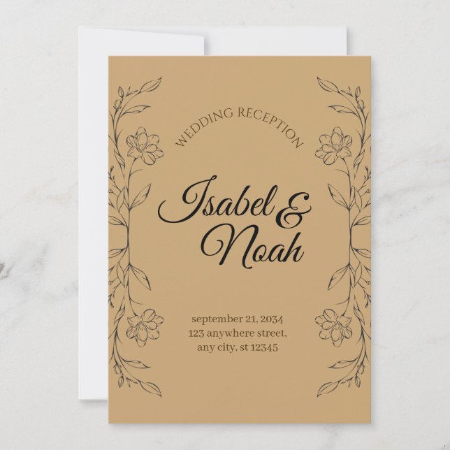 Invitación Elegant Rustic Kraft Floral Wedding Invitation (Anverso)