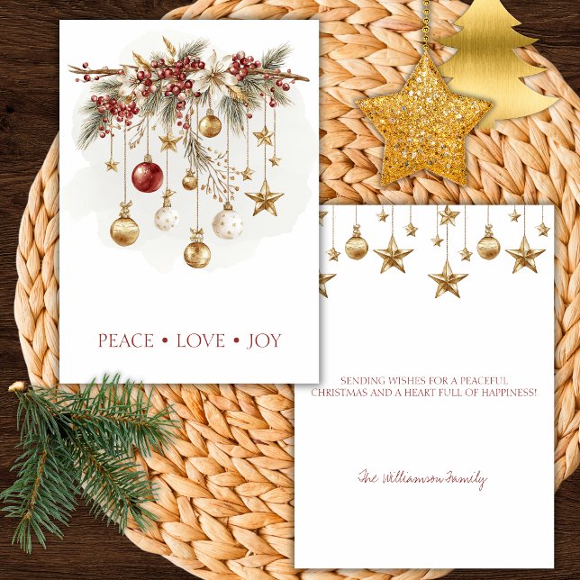 Invitación Elegant Rustic Pine Branch with Ornaments (Subido por el creador)