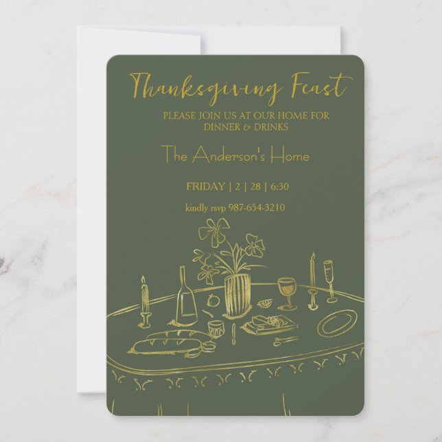 Invitación Elegant Rustic Thanksgiving Dinner (Anverso)