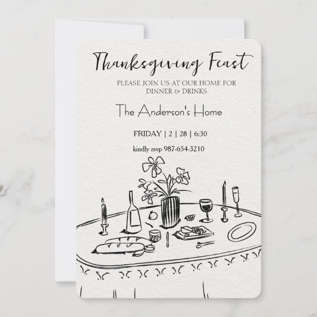 Invitación Elegant Rustic Thanksgiving Dinner (Anverso)