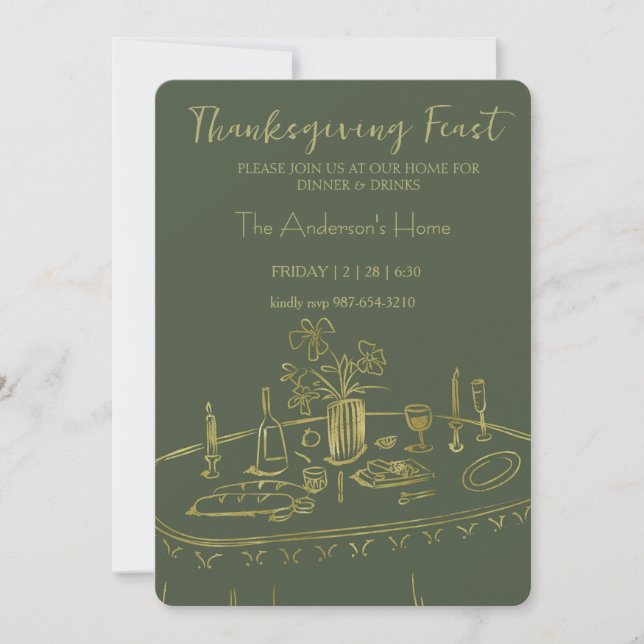 Invitación Elegant Rustic Thanksgiving Dinner (Anverso)