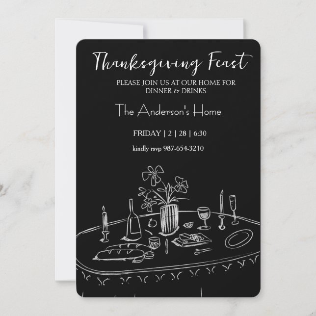 Invitación Elegant Rustic Thanksgiving Dinner (Anverso)