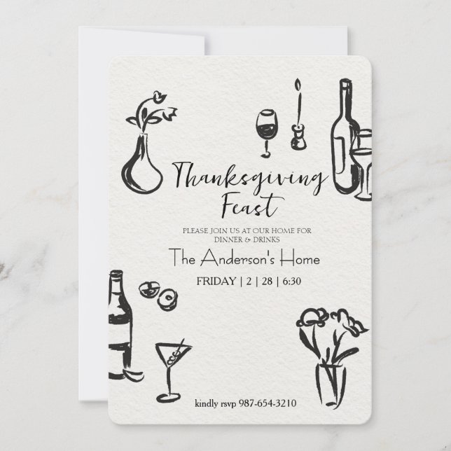 Invitación Elegant Rustic Thanksgiving Dinner (Anverso)