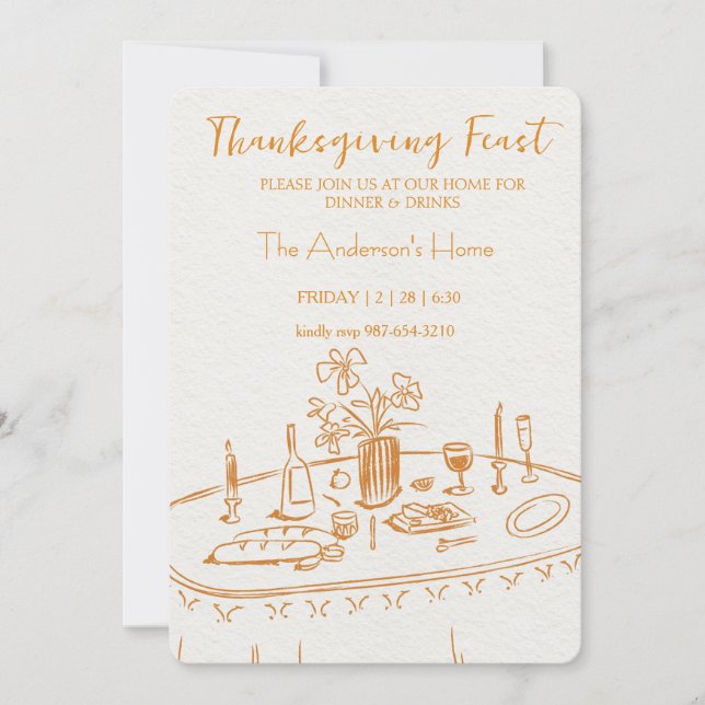 Invitación Elegant Rustic Thanksgiving Dinner (Anverso)