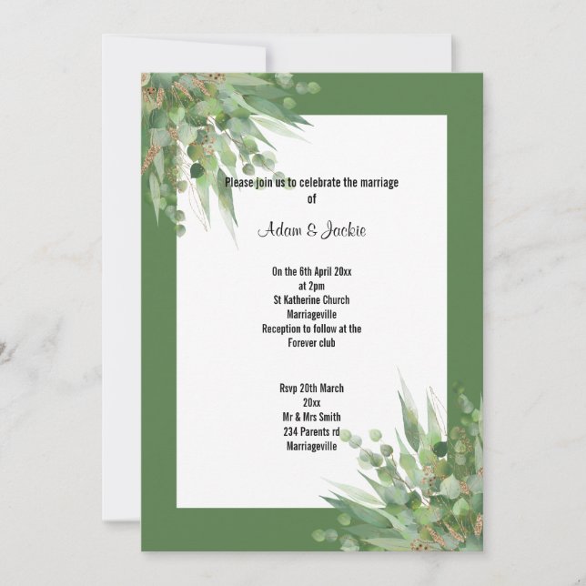 INVITACIÓN ELEGANT SAGE EUCALYPTUS WEDDING INVITATION (Anverso)