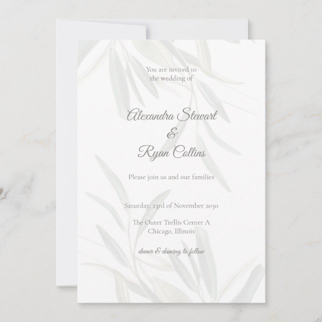 Invitación Elegant Sage Green Botanical Wedding Invitation  (Anverso)