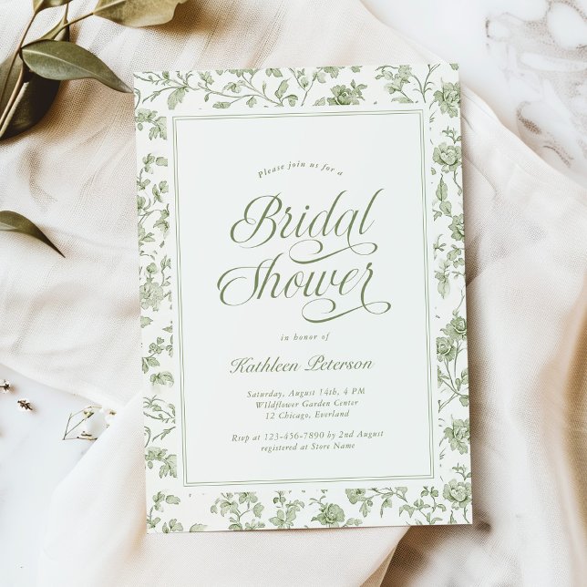 Invitación Elegant Sage Green Chinoiserie Bridal Shower (Subido por el creador)