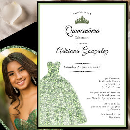 Invitación Elegant sage green dress 18th birthday debut
