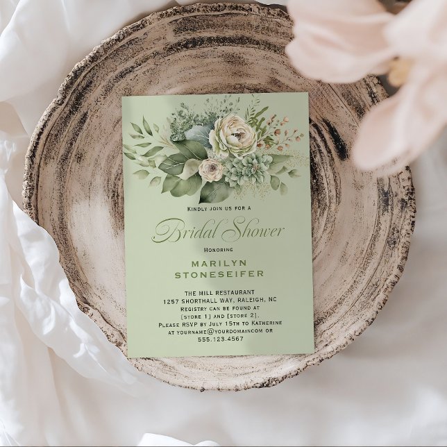 Invitación Elegant Sage Green Eucalyptus Bridal Shower | (Subido por el creador)