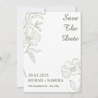 Invitación Elegant Sage Green Floral Save the Date Card