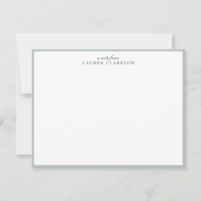 Invitación Elegant Sage Green Frame Personalized Note Card (Anverso)