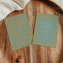 Invitación Elegant Sage Green Gold Floral Garden Wedding