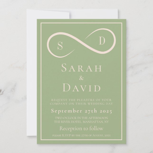 Invitación Elegant Sage Green Infinity Minimalist Modern (Anverso)