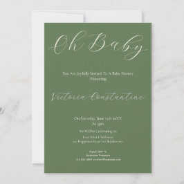 Invitación Elegant Sage Green Oh Baby Shower Invitation