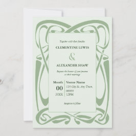 Invitación Elegant Sage Green on Mint Green Vintage Ribbon