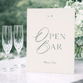 Invitación Elegant Sage Green Open Bar Sign