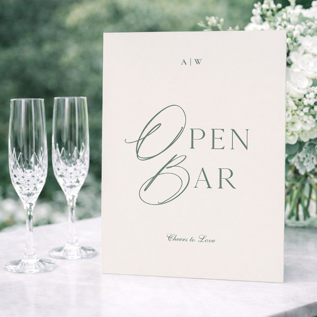 Invitación Elegant Sage Green Open Bar Sign (Subido por el creador)