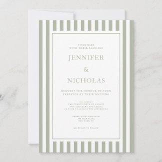 Invitación Elegant Sage Green Stripes Wedding