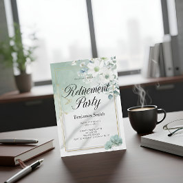 Invitación Elegant Sage Green Watercolor Floral Retirement Pa