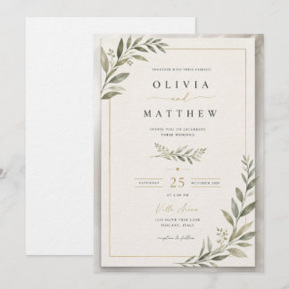 Invitación Elegant Sage Green Wedding Invitation | Minimalist